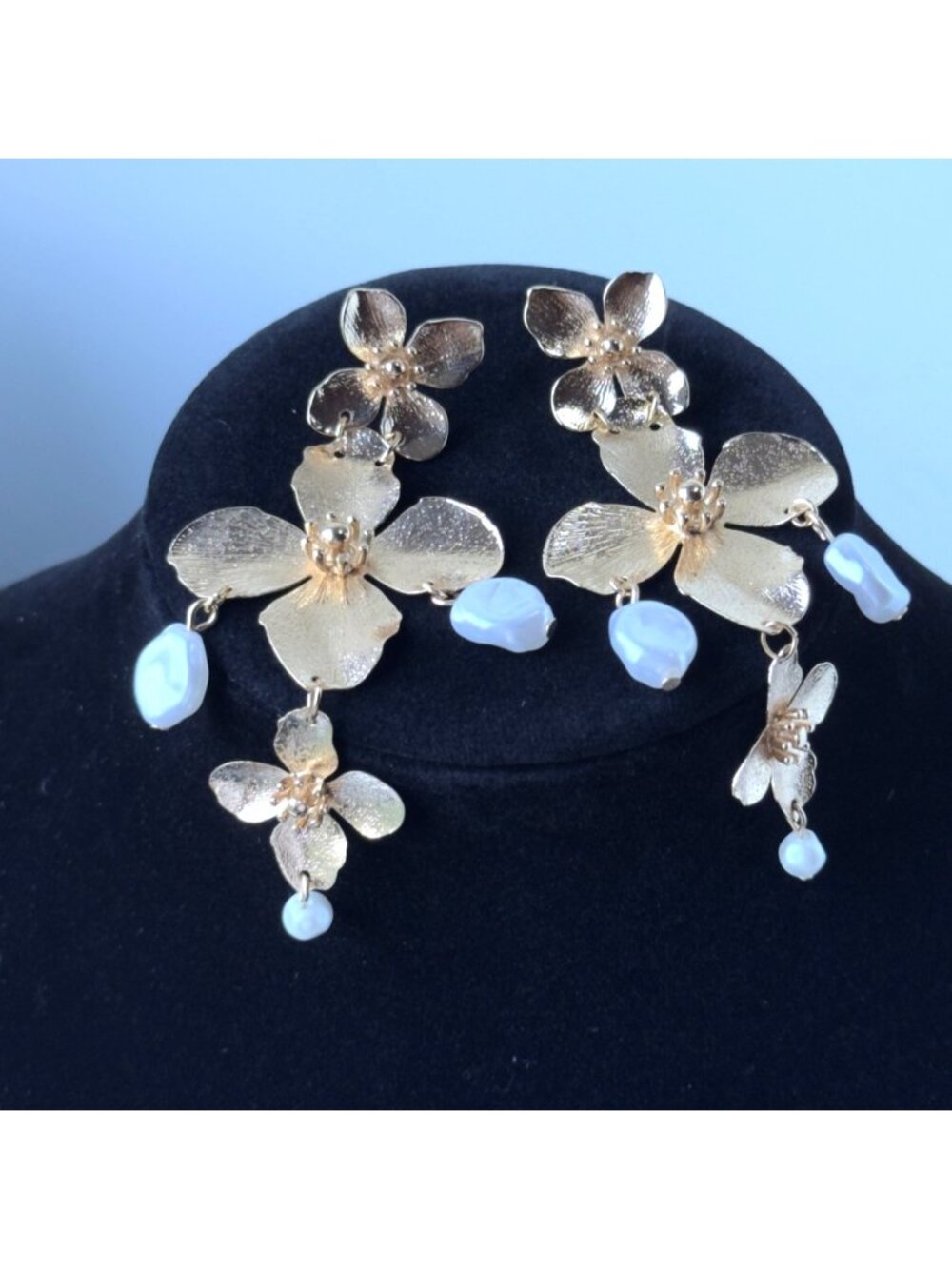 Lilly Pulitzer Via Flora Gold Pearl Flower Statement Earrings